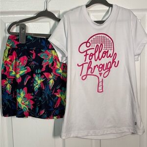 Prince White Graphic‎ Tee and Floral Skirt Set